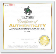 Your Sir Walter Certificate of Authenticity